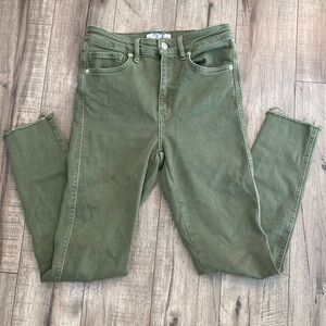 Free People Olive Army Drab Green High Waist Skinny Jeans Jeggings Size 27 (P07)